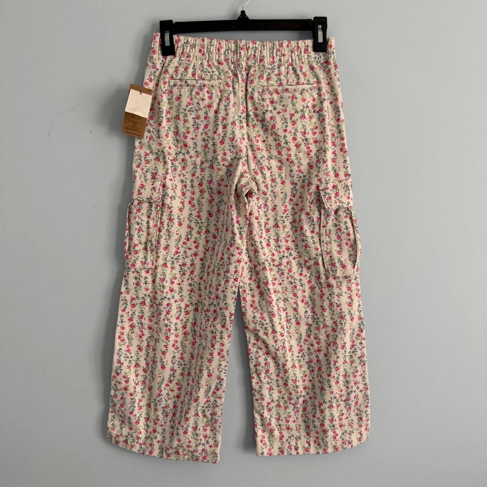 Polo Ralph Lauren Big Girls Floral Canvas Wide‎ Leg Cargo Cotton Pants Size 12